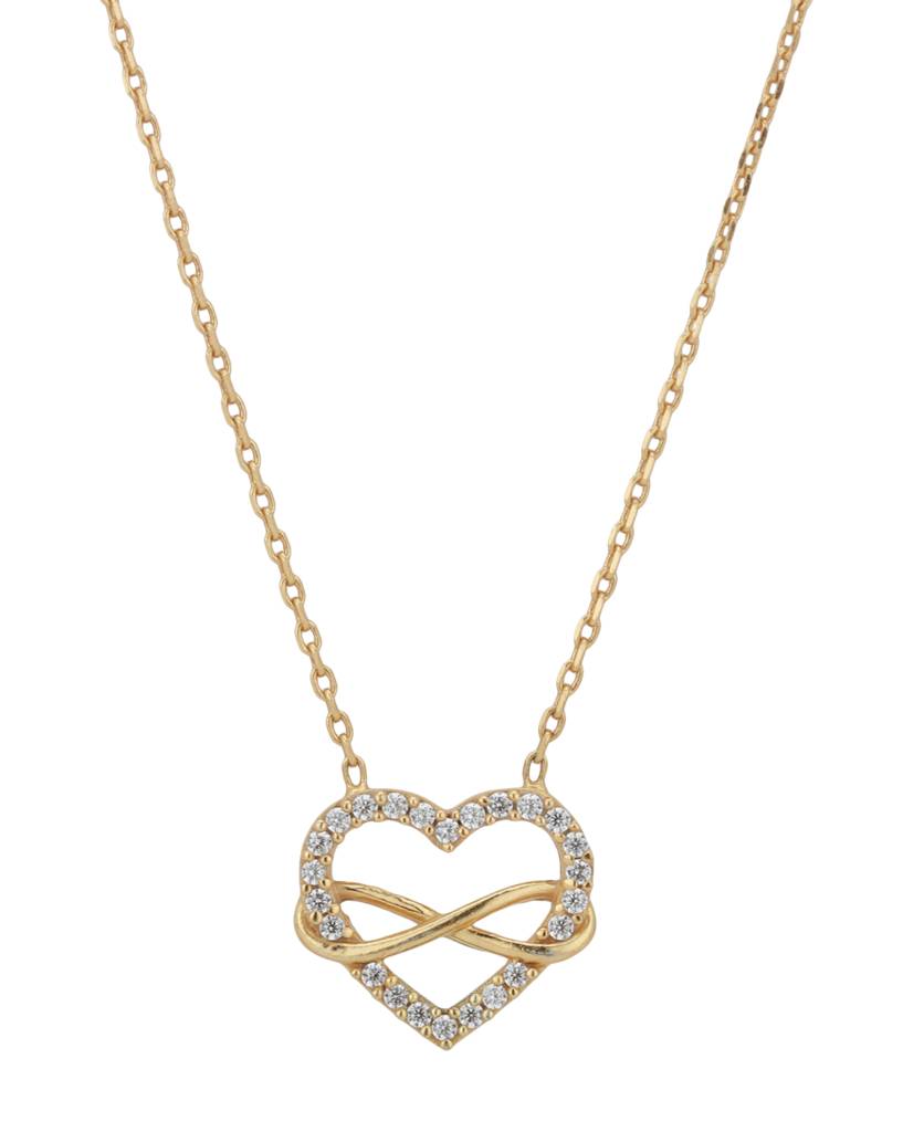 Gold-Plated Cz-Studded Heart-Shaped Necklace : SB115473N