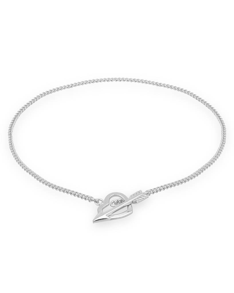Carlton London Silver-Toned Rhodium-Plated Charm Bracelet. : SB118602B