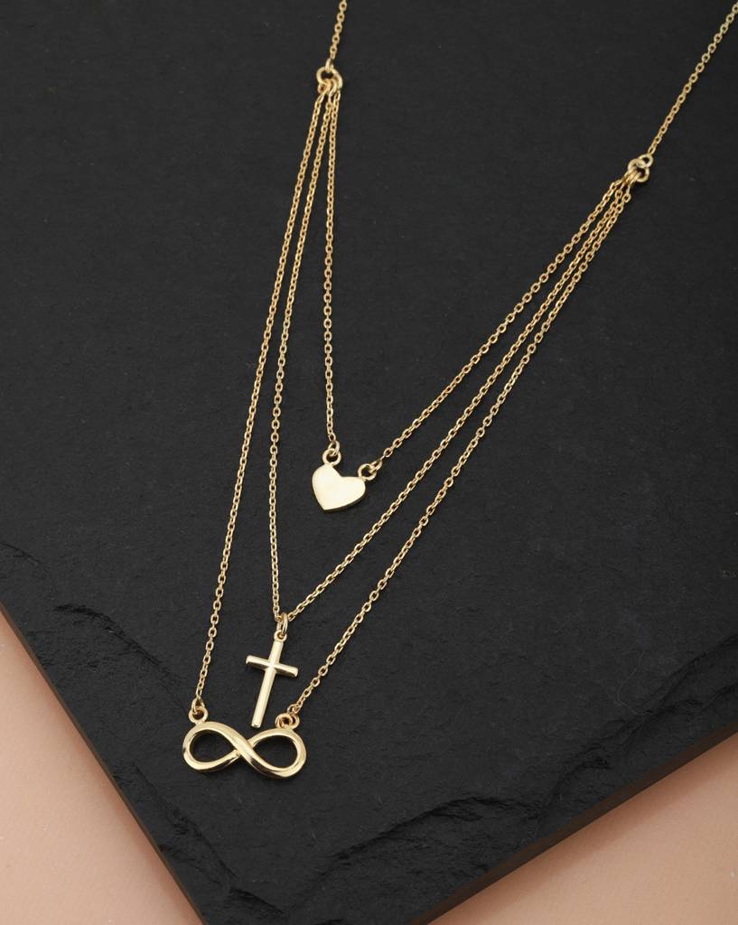 Carlton London Gold-Plated Layered Necklace : SB118928N