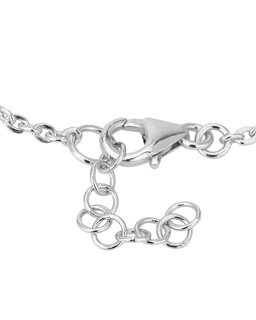 Carlton London Silver-Toned & Light Pink Rhodium-Plated Beaded Link Bracelet : SB1208B
