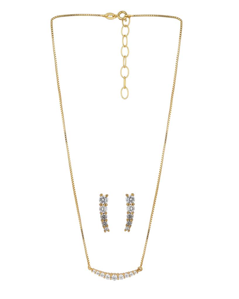Carlton London Gold-Plated Cz-Studded Jewellery Set : SB121769NE