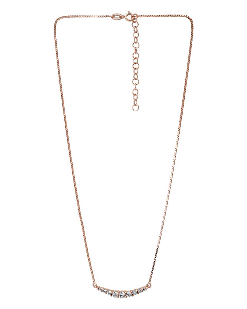 Carlton London Rose Gold-Plated Cz-Studded Necklace : SB121769N