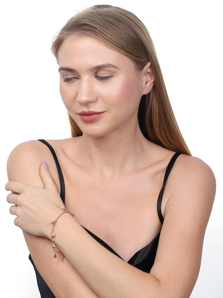 Carlton London Rose Gold-Plated Charm Bracelet : SB1486B-B