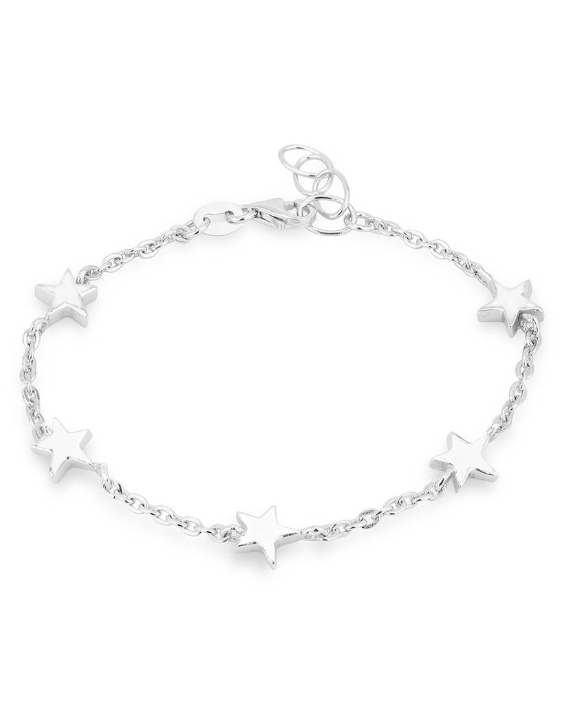 Carlton London Silver-Toned Rhodium-Plated Star Shaped Bracelet : SB1502B