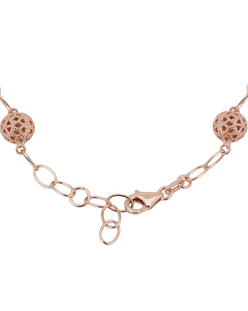 Carlton London Rose Gold-Plated & White Beaded Charm Bracelet : SB2535B
