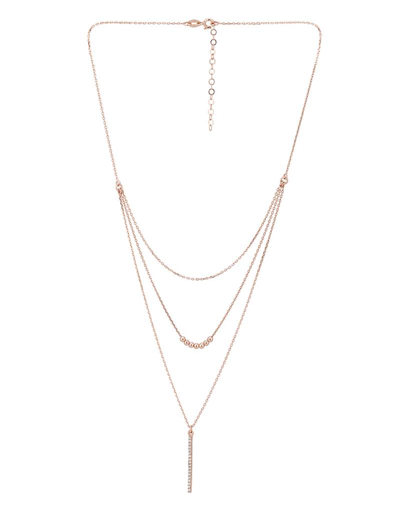 Rose Gold-Plated Layered Lariat Necklace : SB3981N