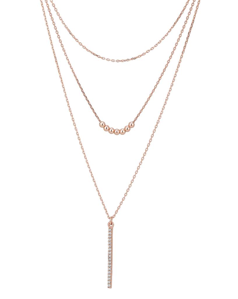 Rose Gold-Plated Layered Lariat Necklace : SB3981N