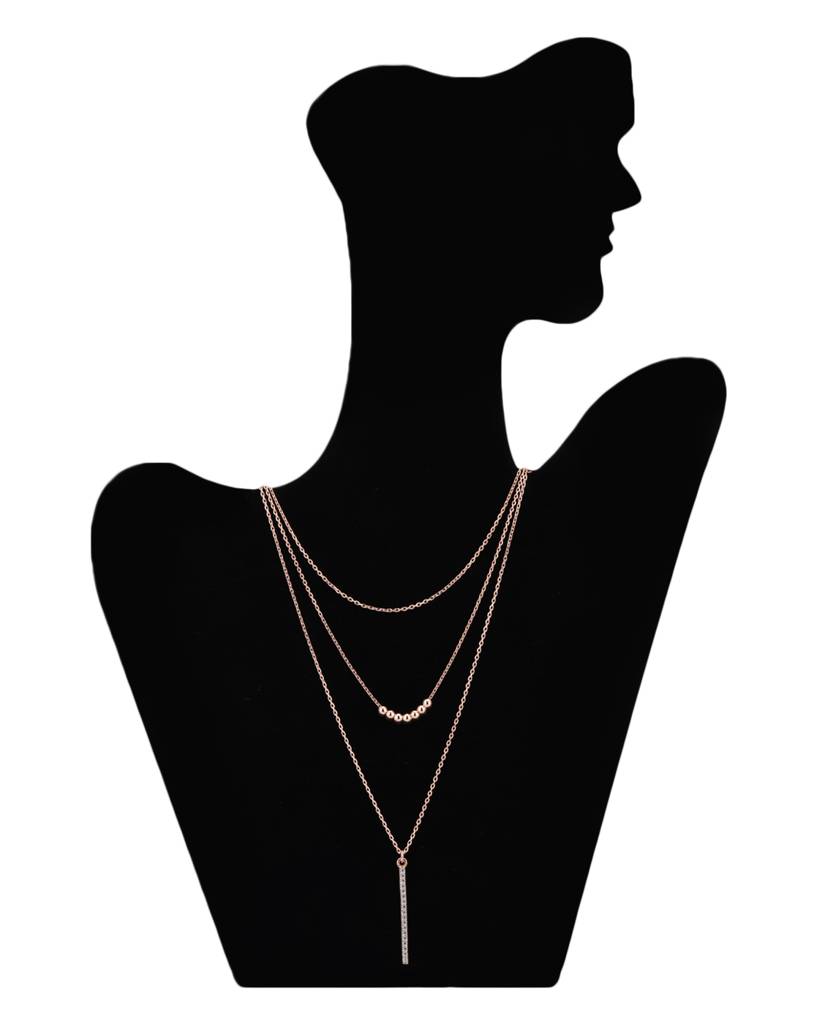 Rose Gold-Plated Layered Lariat Necklace : SB3981N