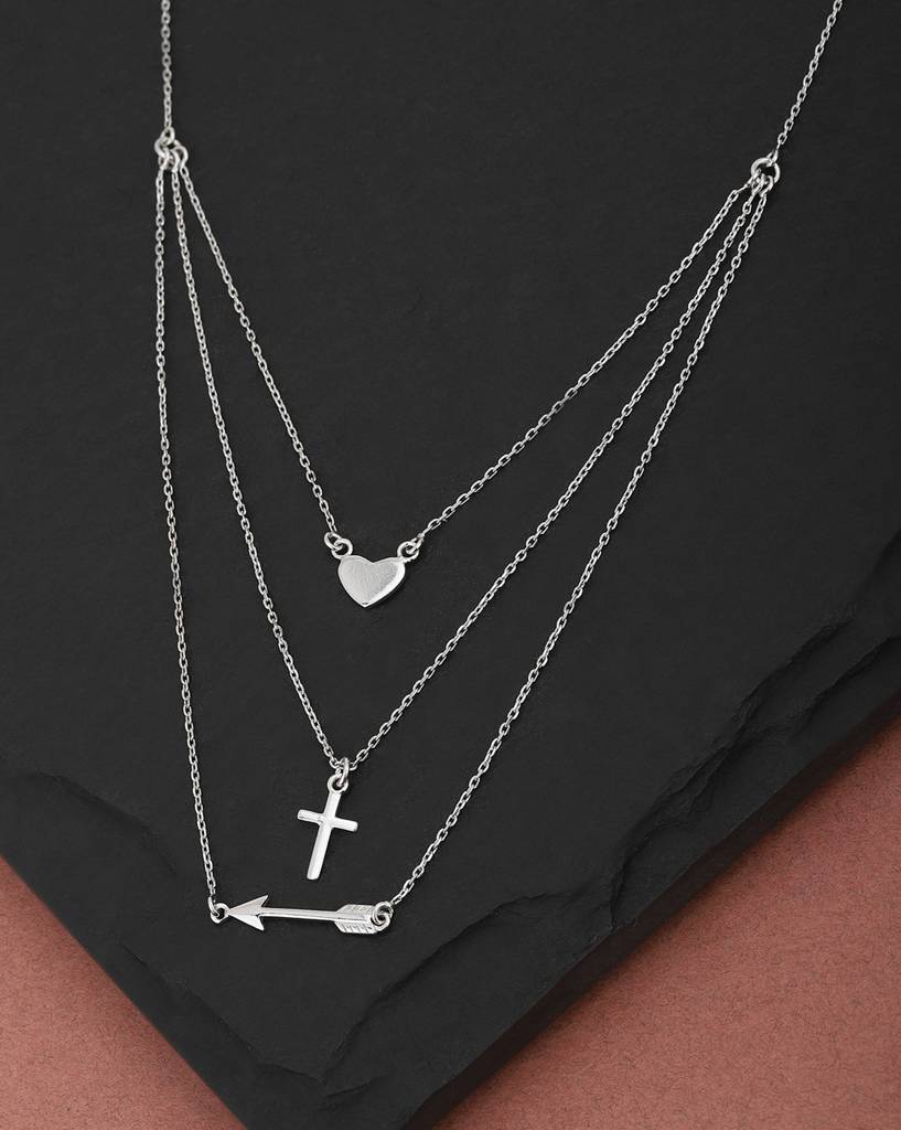Carlton London Rhodium-Plated Layered Necklace : SB4031N