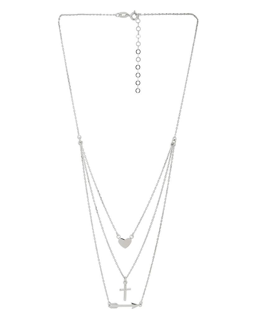 Carlton London Rhodium-Plated Layered Necklace : SB4031N
