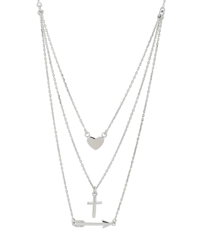 Carlton London Rhodium-Plated Layered Necklace : SB4031N