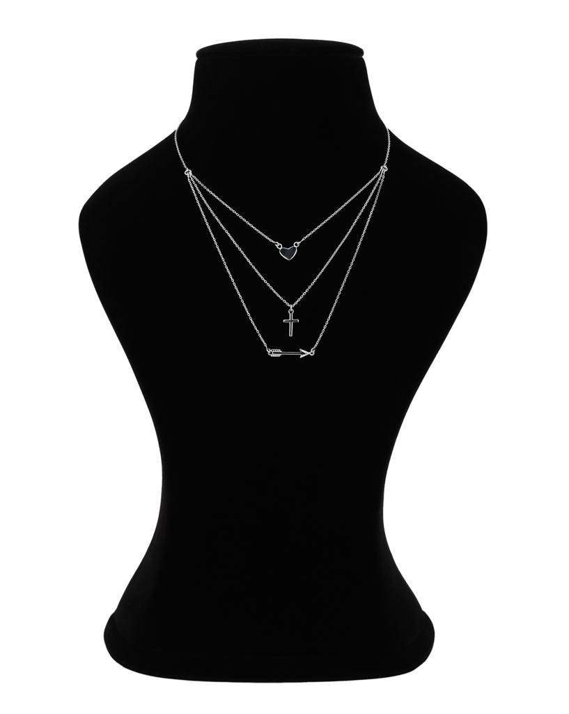 Carlton London Rhodium-Plated Layered Necklace : SB4031N