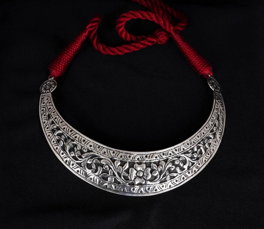 926 Sterling Silver Tattva Chitai Flower Intricate Versatile Necklace : SN3012-M