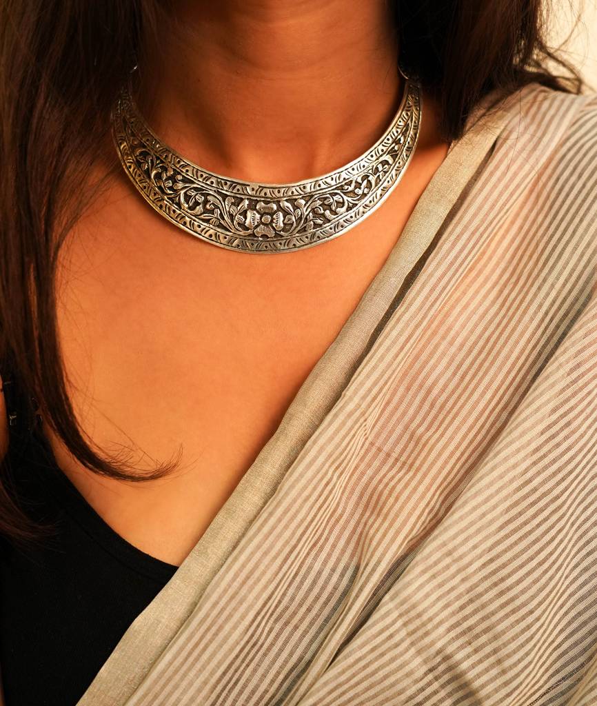 926 Sterling Silver Tattva Chitai Flower Intricate Versatile Necklace : SN3012-M