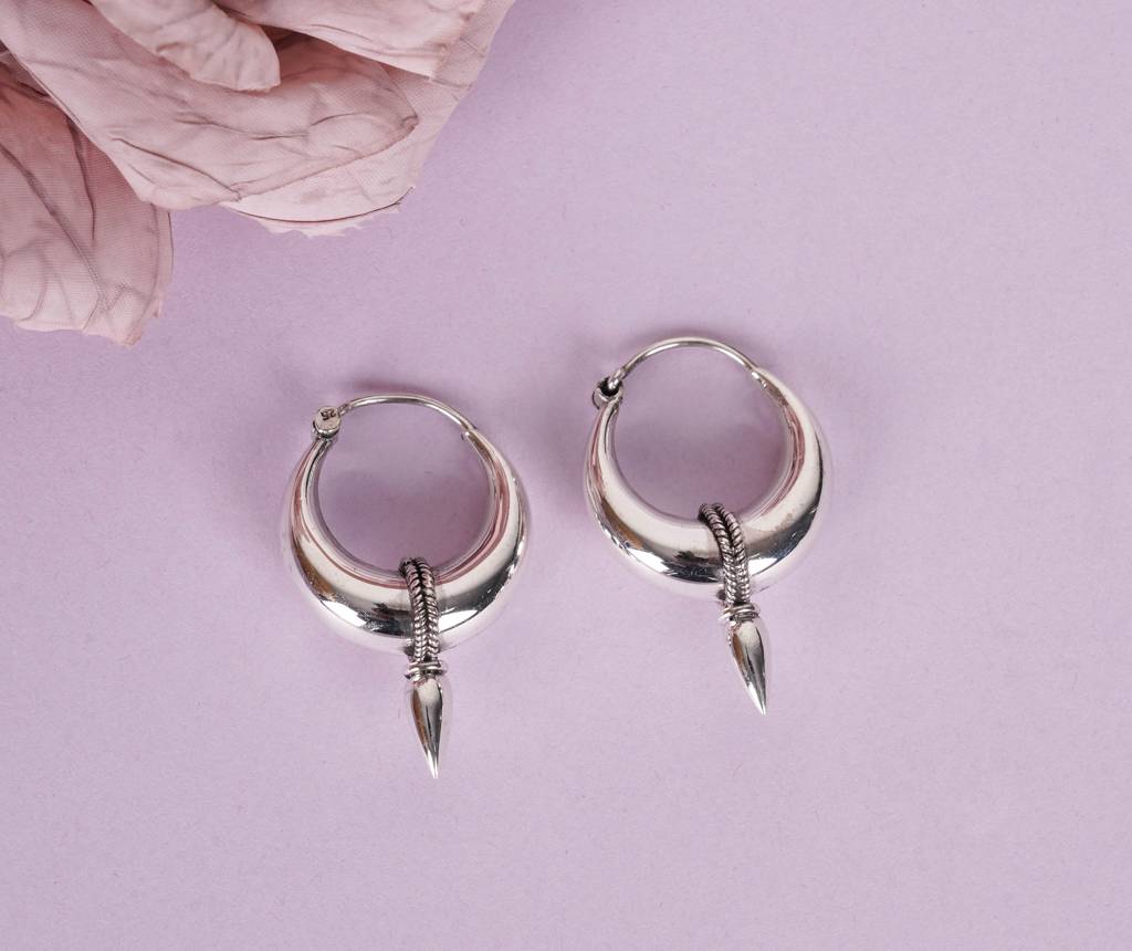 925 Sterling Silver Classic Tribal Inspired Hoops : SE1644