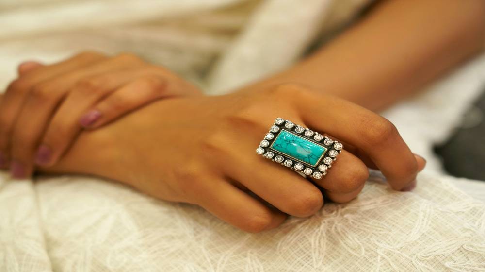 925 Sterling Silver Jadau Turquoise Cocktail Ring : SR1022