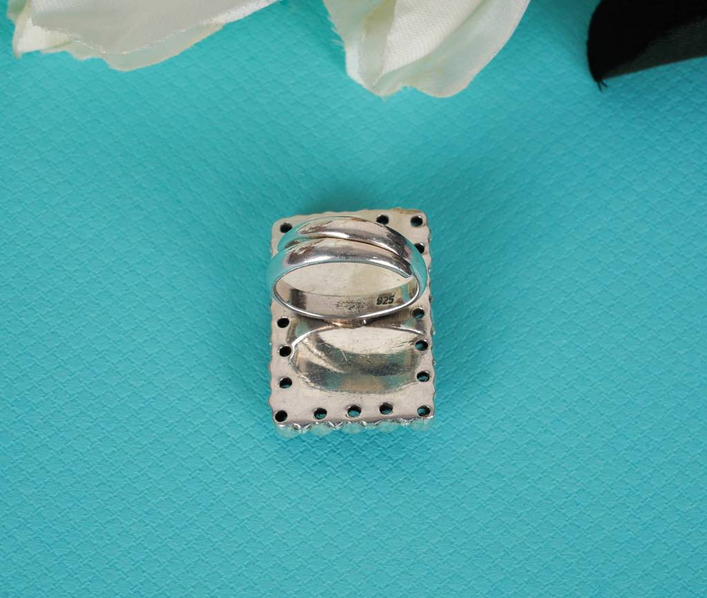 925 Sterling Silver Black Jadau Cocktail Ring : SR2033