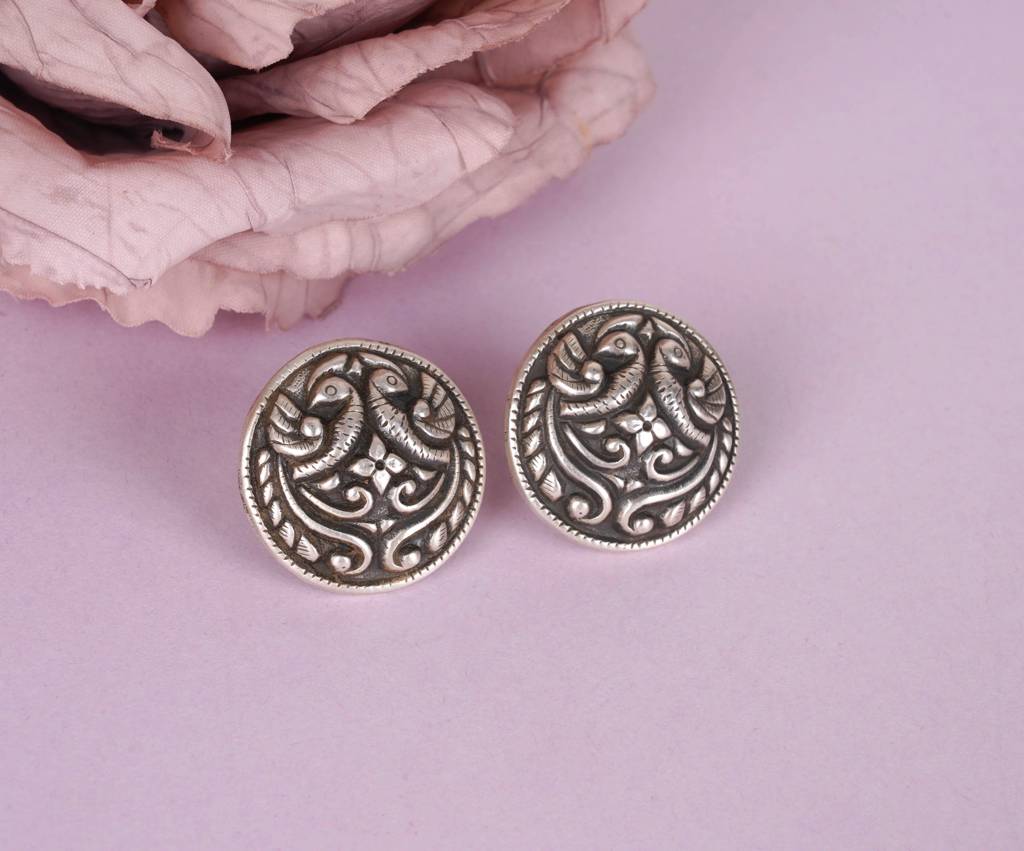 Joban Fashion Hand Painted Peacock Shape Oxidized Stud Earring