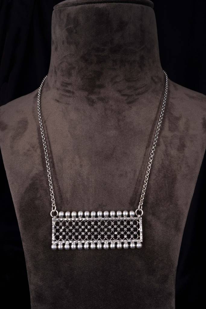 925 Sterling Silver Tattva Flora Jali Statement Necklace : SN113