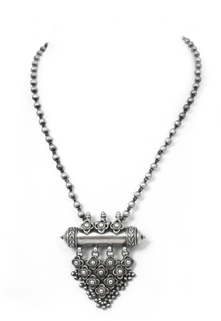 925 Sterling Silver Moh Intricate Jali Vintage Inspired Necklace : SE50169
