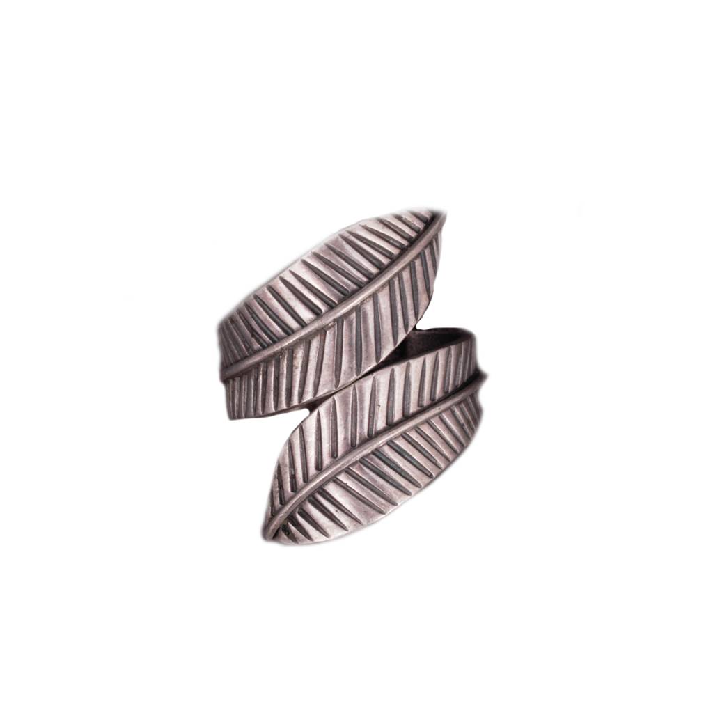 925 Sterling Silver Intricate Dual Leaf Ring : SR1013