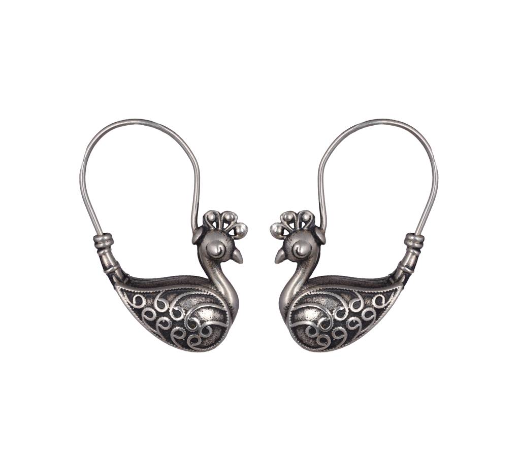925 Sterling Silver Intricate Statement Peacock Balis : SE234