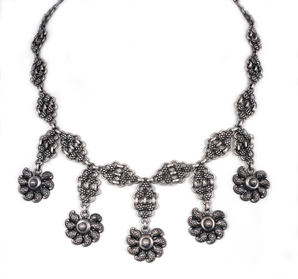 925 Sterling Silver Mizoya Intricate Motifs Statement Necklace : SN1175