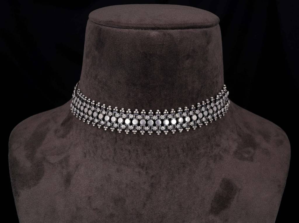 925 Sterling Silver Moh Intricate Sadabahaar Choker : SN114
