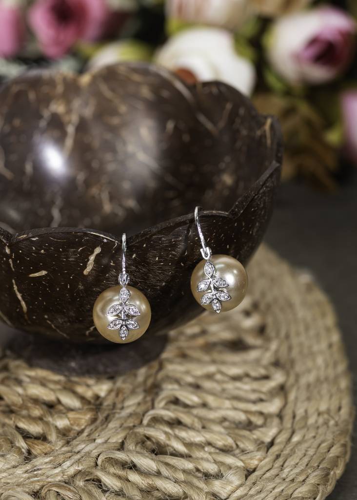 Champagne Pearl Earrings : SE-057