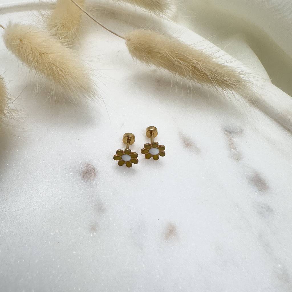 Gold Plated Stainless Steel Daisy Second Piercing Studs (Yellow) : (S)E-FL-1-Y