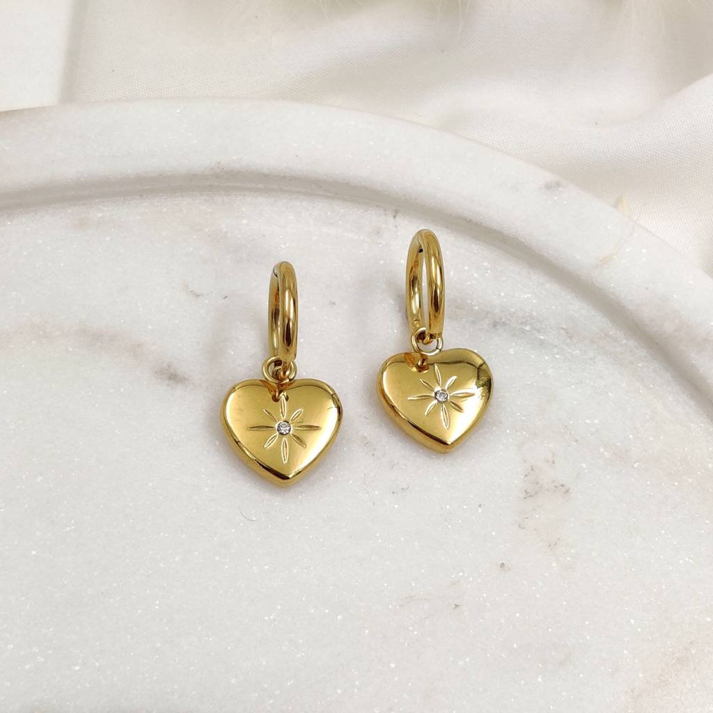 Gold Plated Stainless Steel Margie Heart Hoops : (S)E-HP-8-0