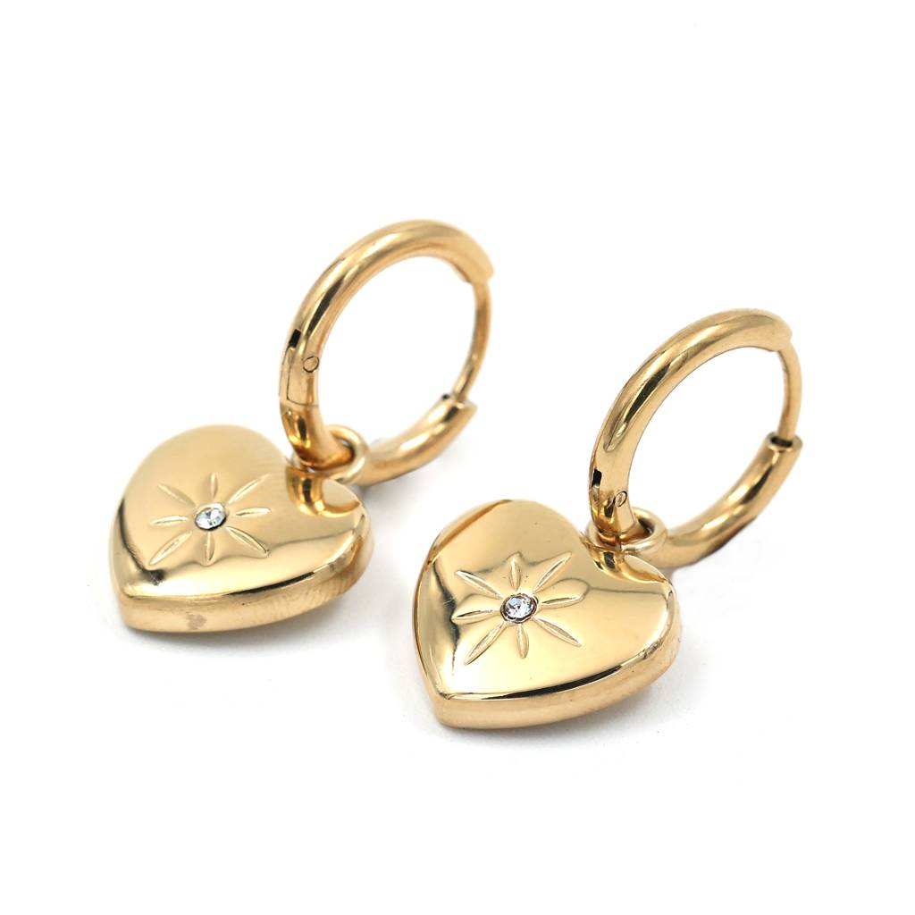 Gold Plated Stainless Steel Margie Heart Hoops : (S)E-HP-8-0