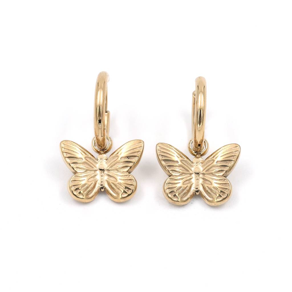 Gold Plated Stainless Steel Natalie Butterfly Hoops : (S)E-HP-9-0