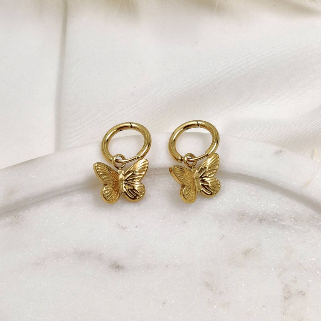 Gold Plated Stainless Steel Natalie Butterfly Hoops : (S)E-HP-9-0