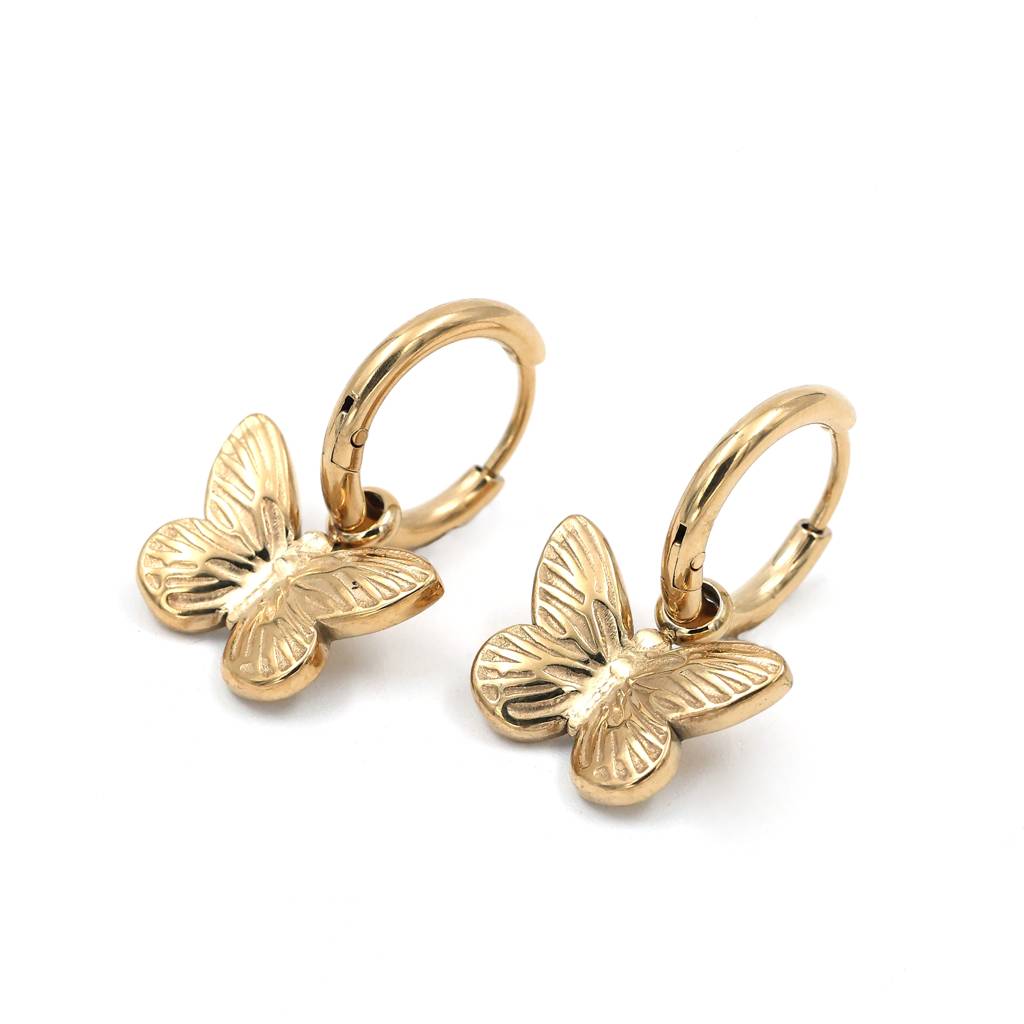 Gold Plated Stainless Steel Natalie Butterfly Hoops : (S)E-HP-9-0