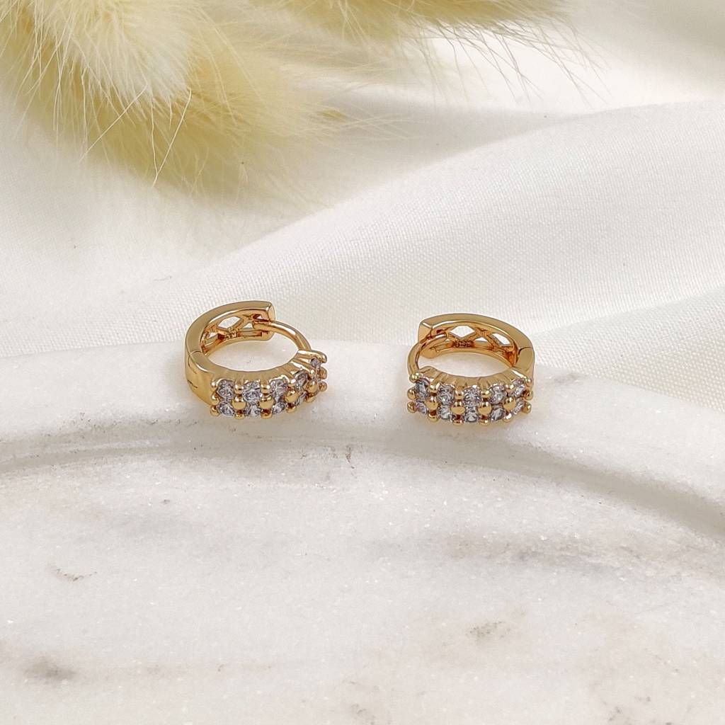 Rose Gold Plated Stainless Steel Cruzy Huggie Hoops : (S)E-HU-1-0