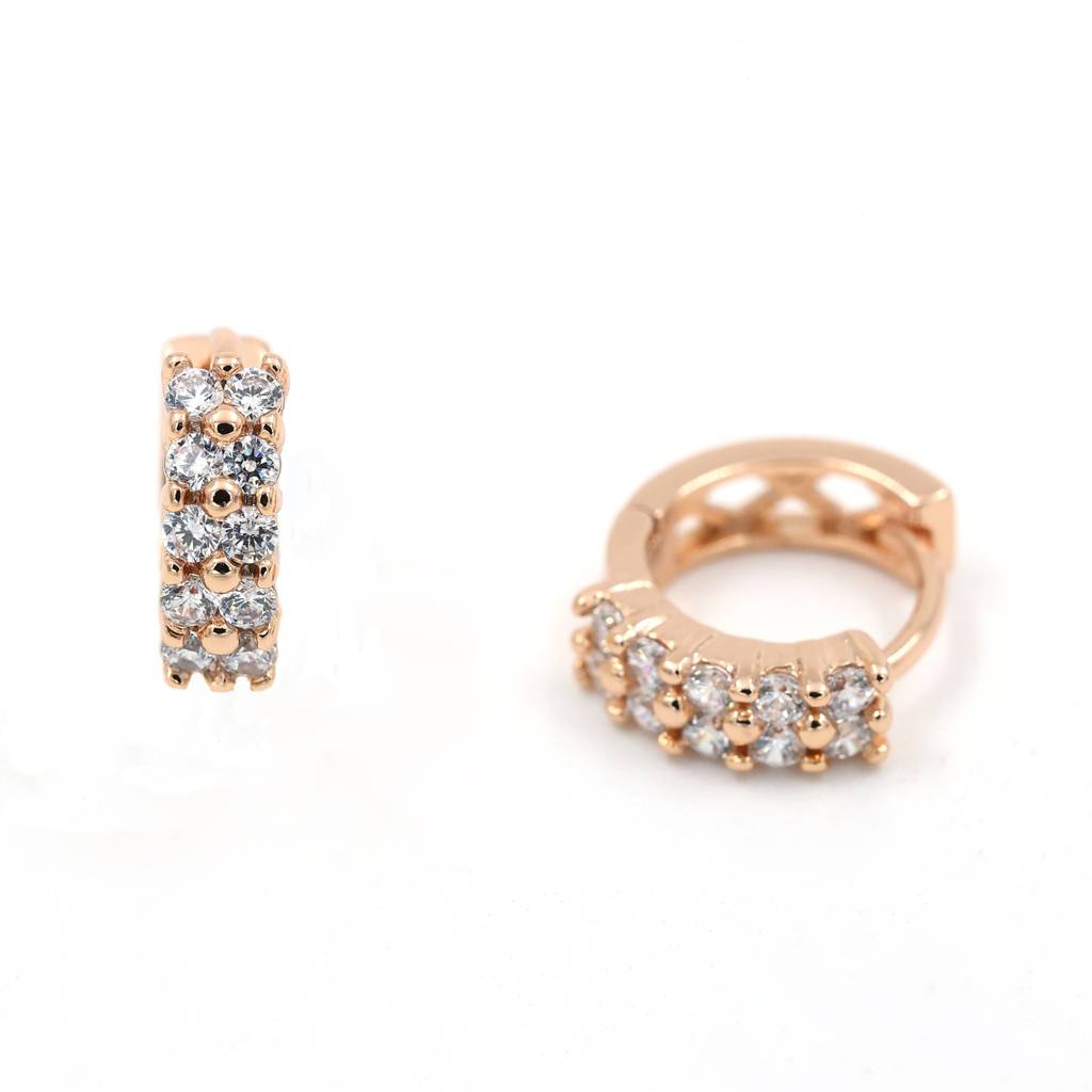 Rose Gold Plated Stainless Steel Cruzy Huggie Hoops : (S)E-HU-1-0