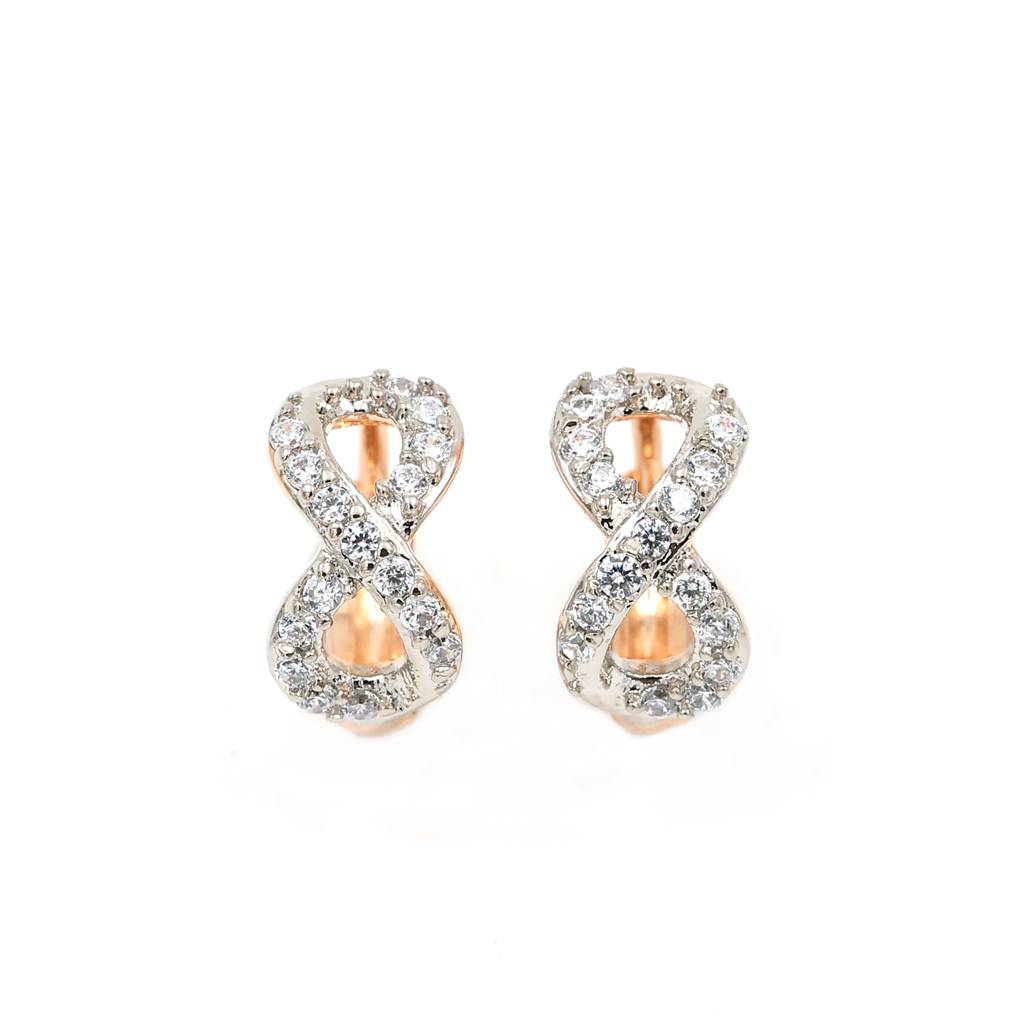 Rose Gold Plated Stainless Steel Dainty Infinity Huggie Hoops : (S)E-HU-14-0