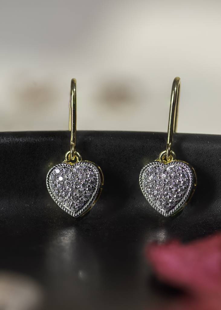 Heart Shaped Dangler 92.5 Sterling Silver Earrings : SE088