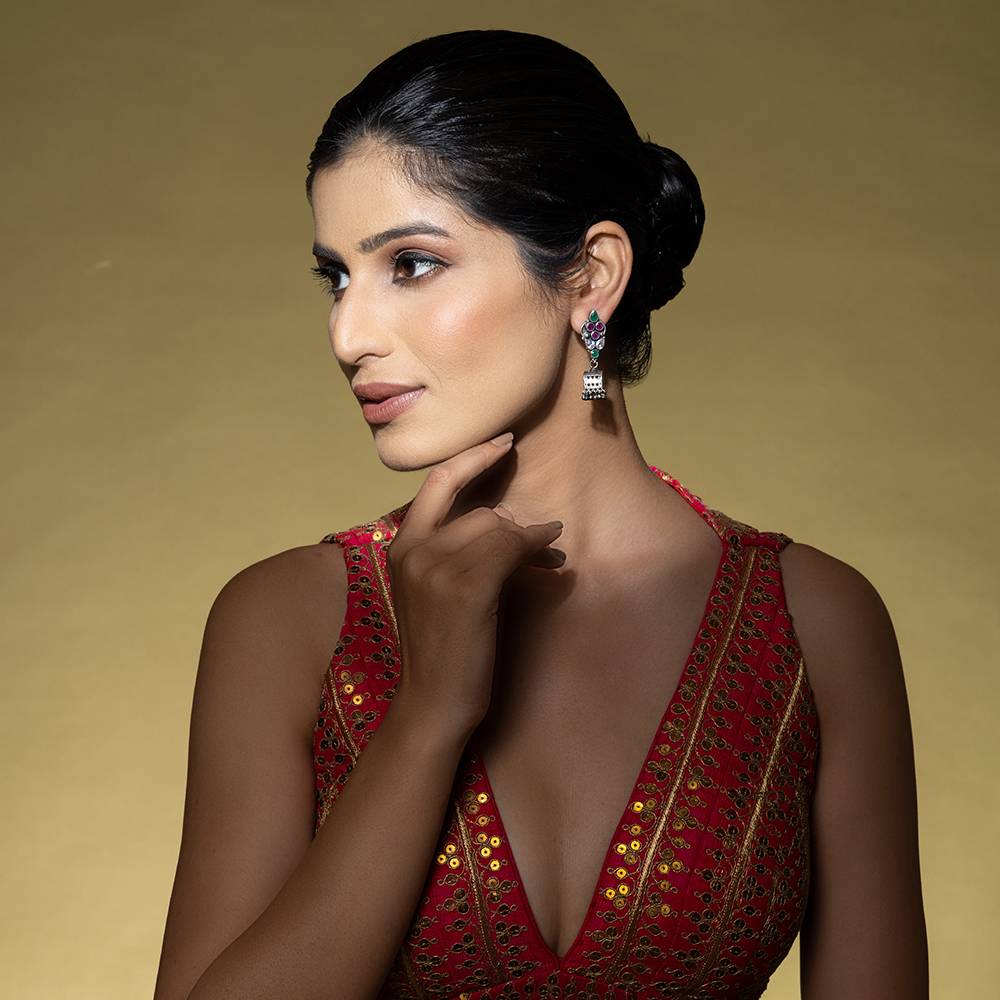 Multi-Stone Silver Earrings : SEER24