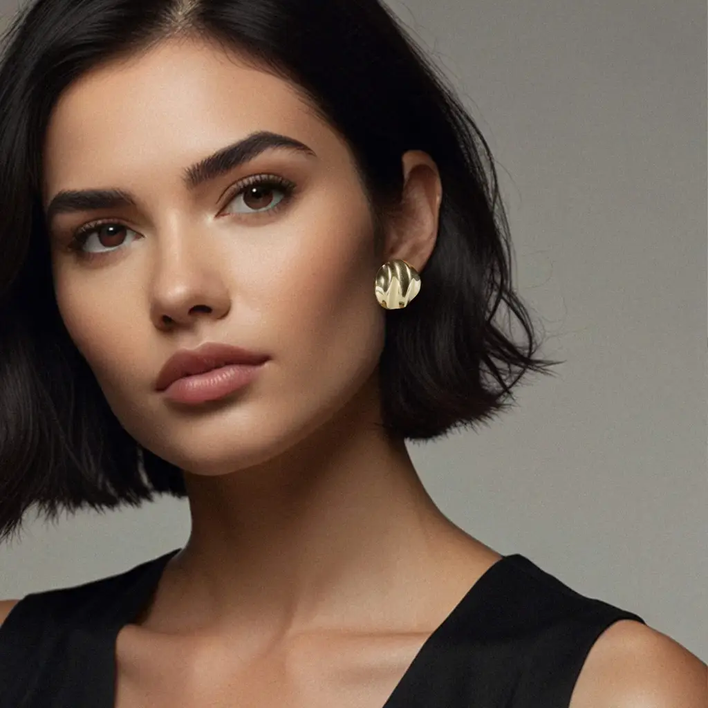 Round Big Stud Earrings : SEG001