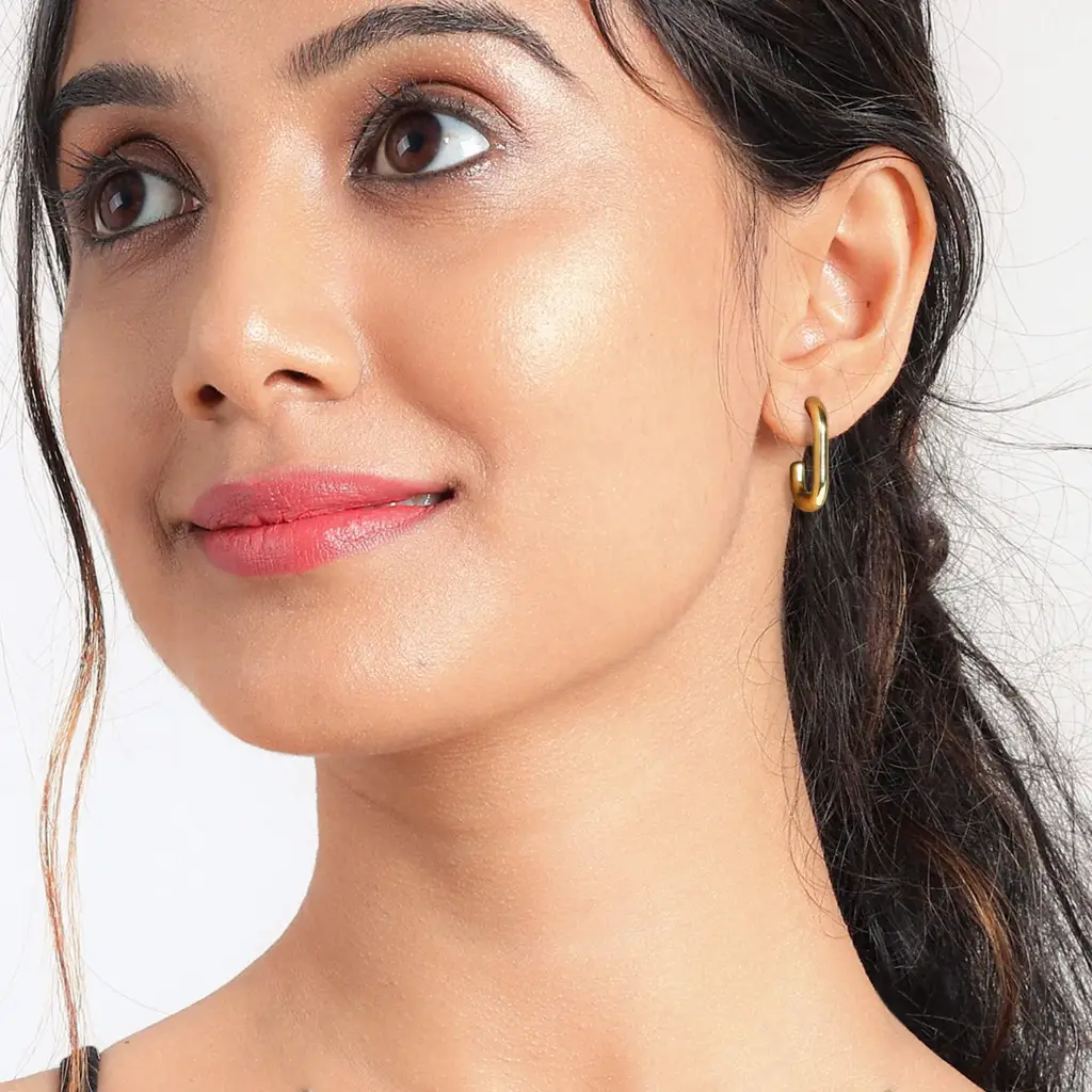 Minimal Rectangle Hoop Earrings : SEG005