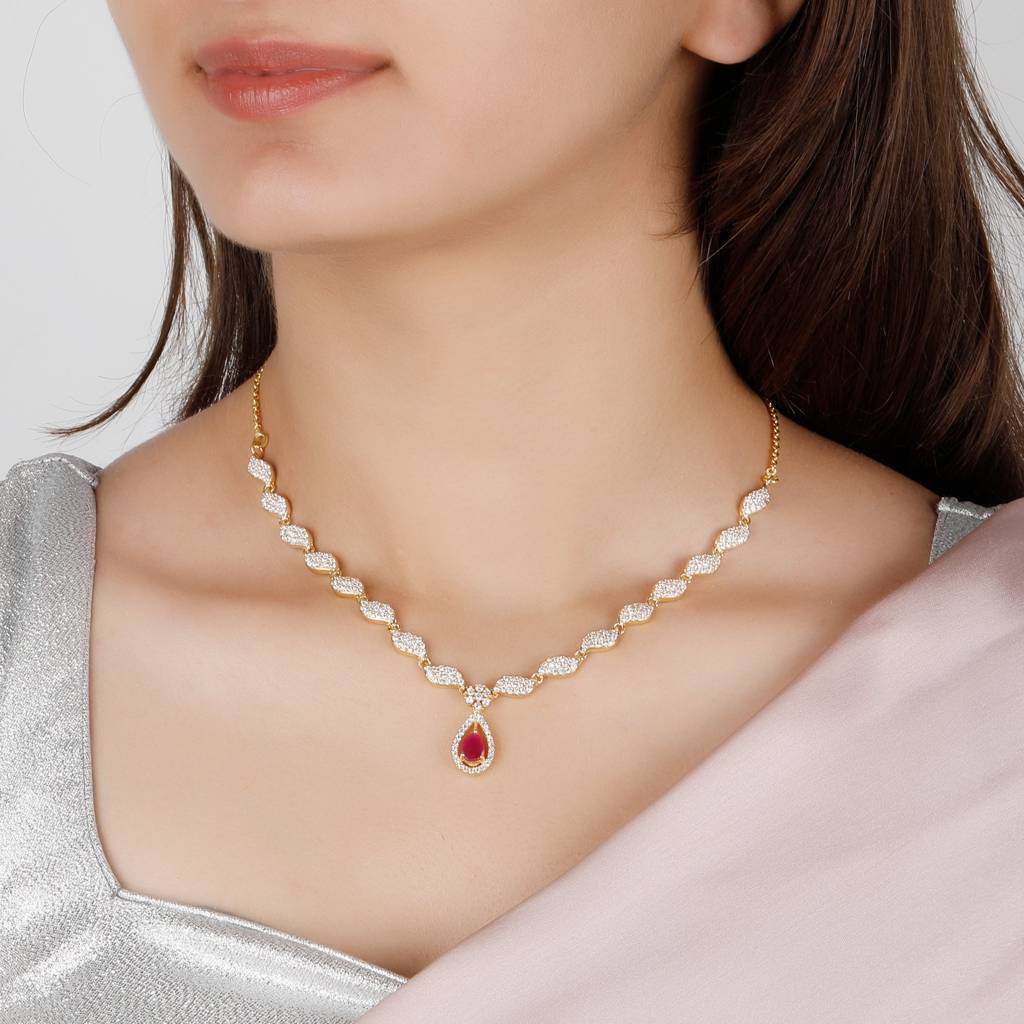 Golden Cherry Pink Necklace : PD0517