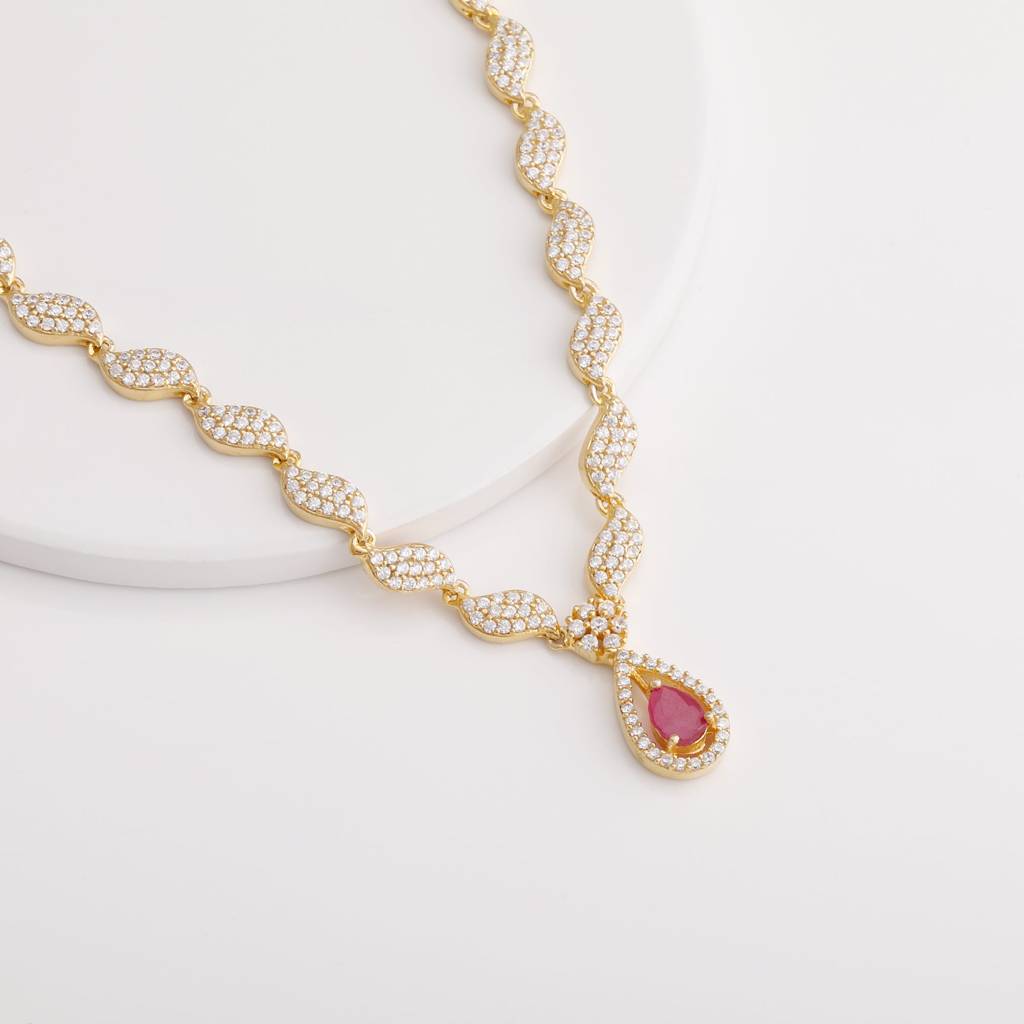 Golden Cherry Pink Necklace : PD0517