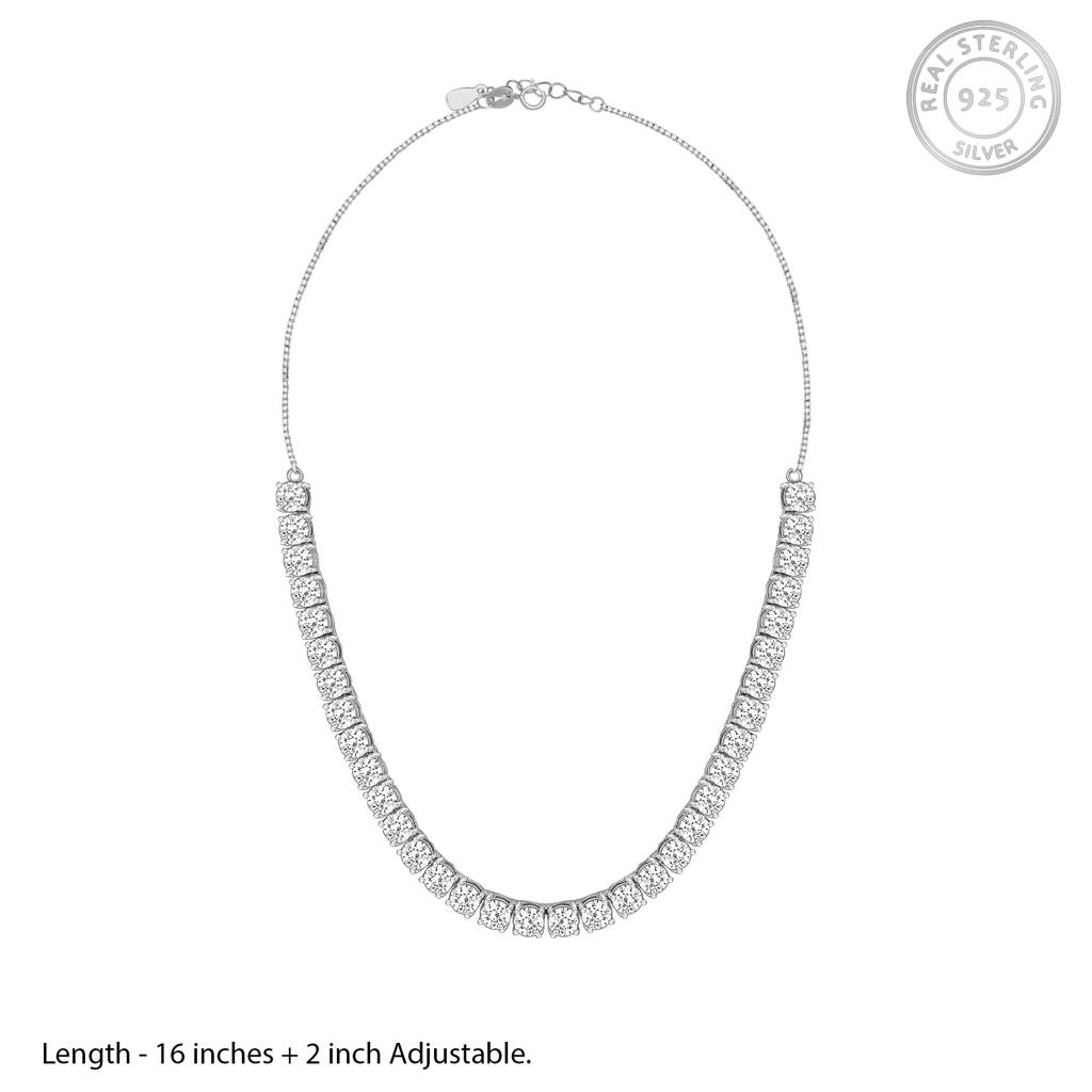 Silver Zircon Solitaire Necklace : PD0287