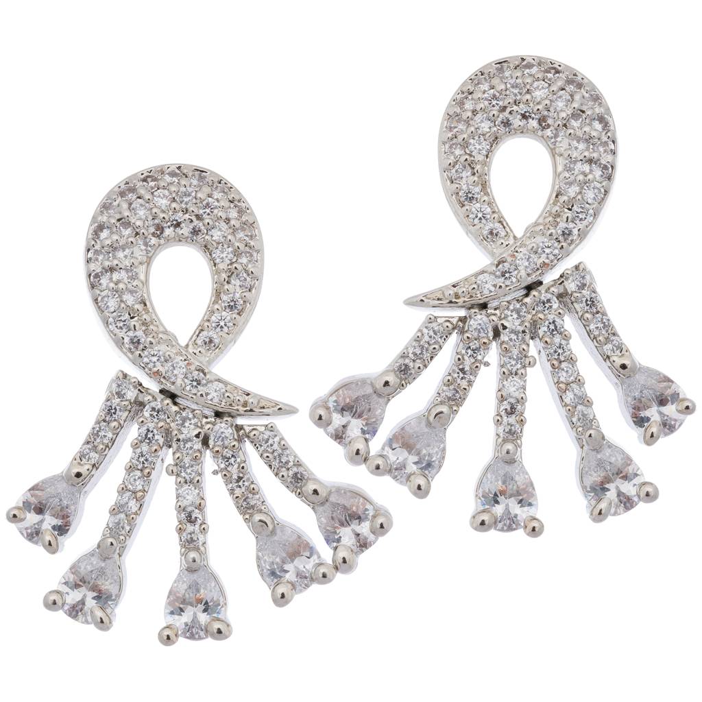 Luscious White Gold Plated American Diamond Stud Earrings