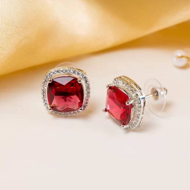 Square American Diamond Stud Earring