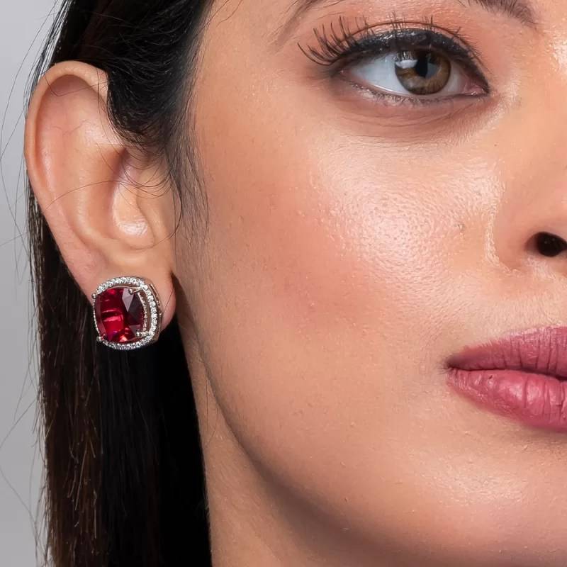Square American Diamond Stud Earring