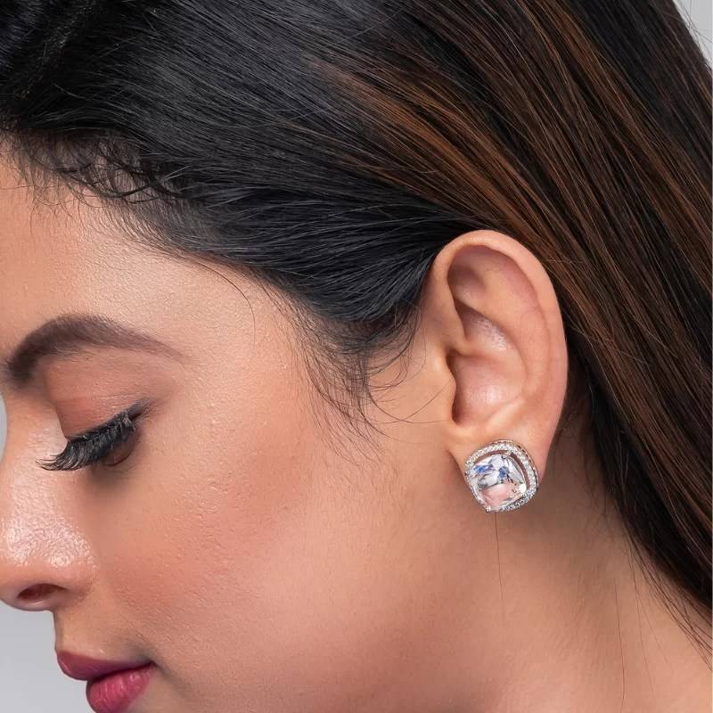 Square American Diamond Stud Earring
