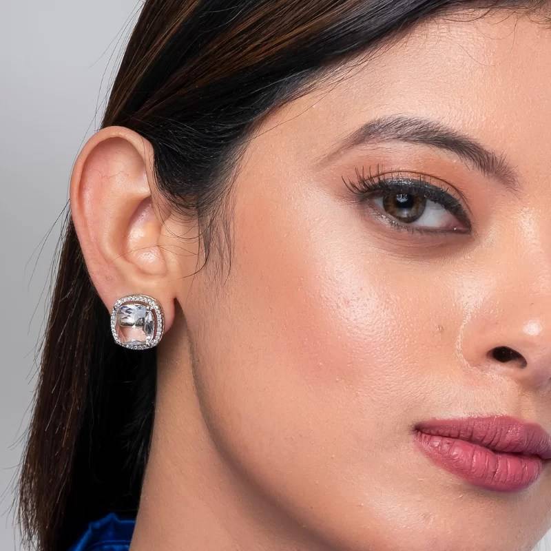 Square American Diamond Stud Earring